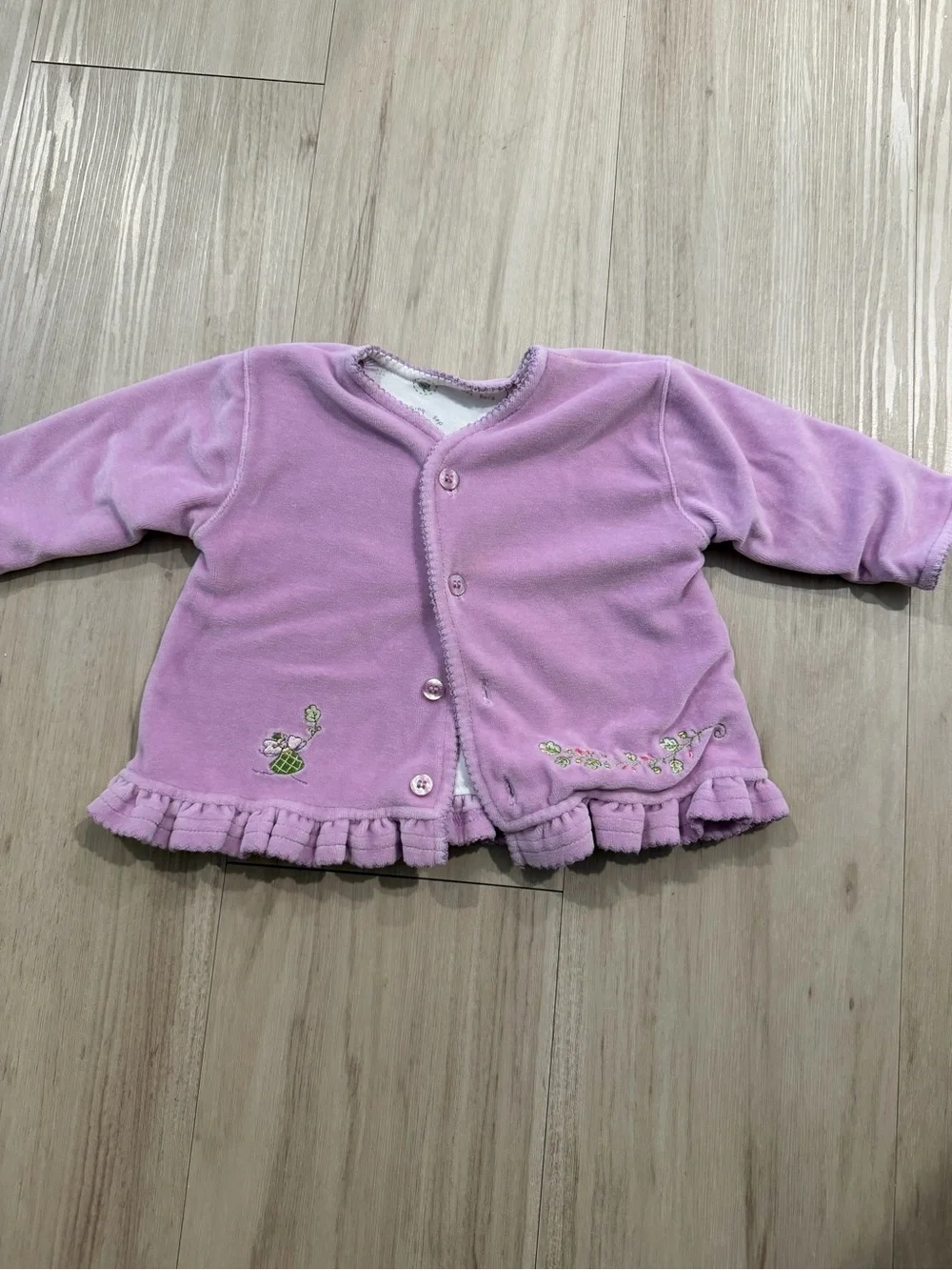 Kissy Kissy Baby Girls White Fairy Print Cardigan reversible with Lavender Trim